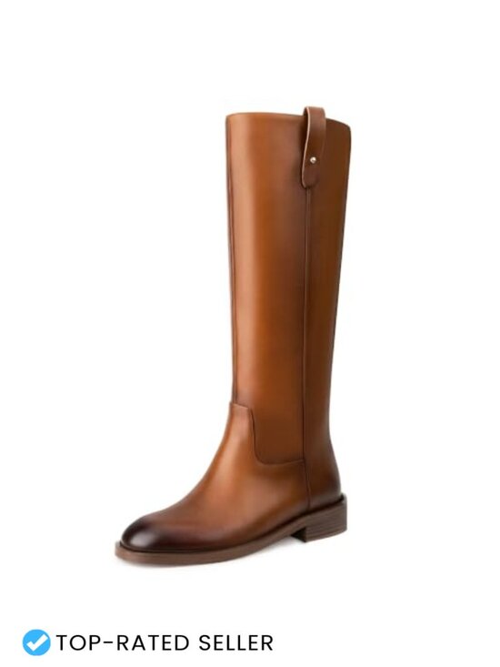 Shoes - Knee High Boots for Women Low Heel Tall Pull On Faux Leather